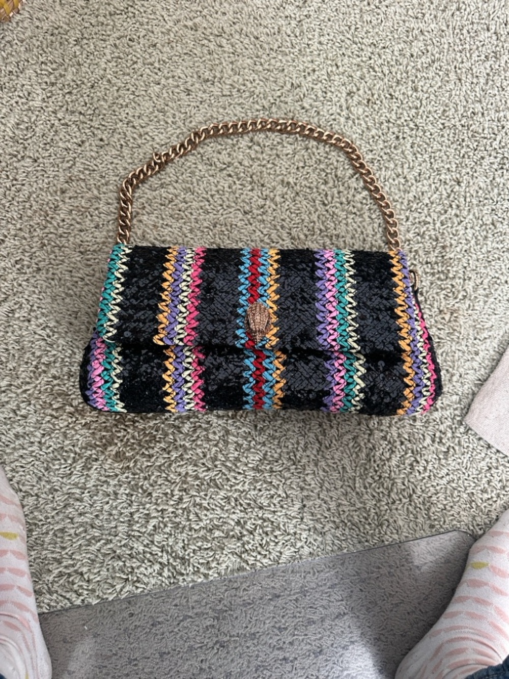 Kurt Geiger Multicolor Striped Chain Shoulder Bag New (chain strap only)